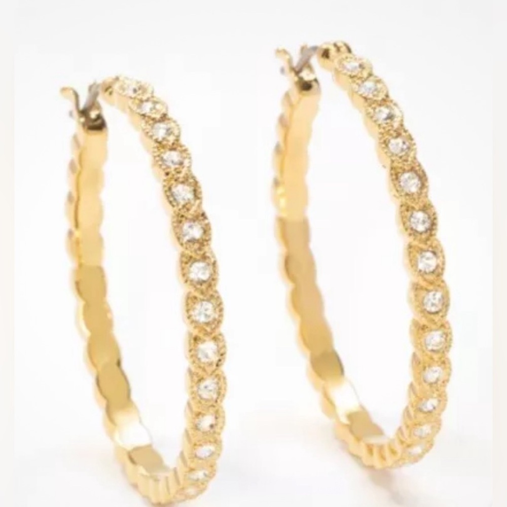 Touchstone Crystal by Swarovski LENA earrings gold with sparkling white crystals